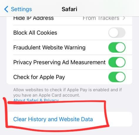 how to clear cookies on iphone