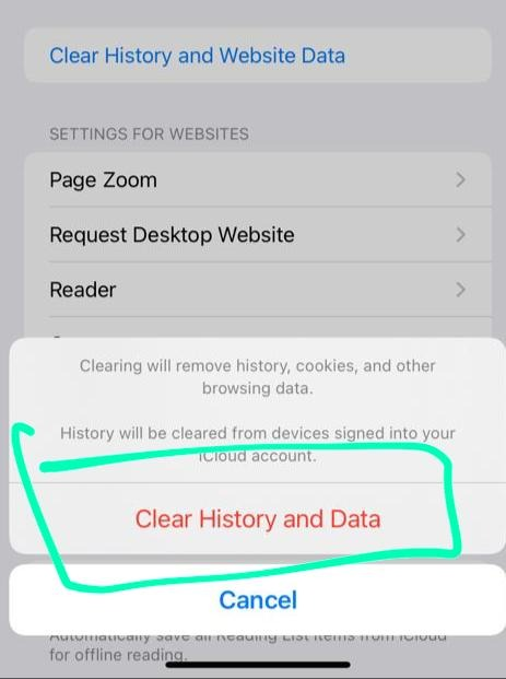 how to clear cookies on iphone